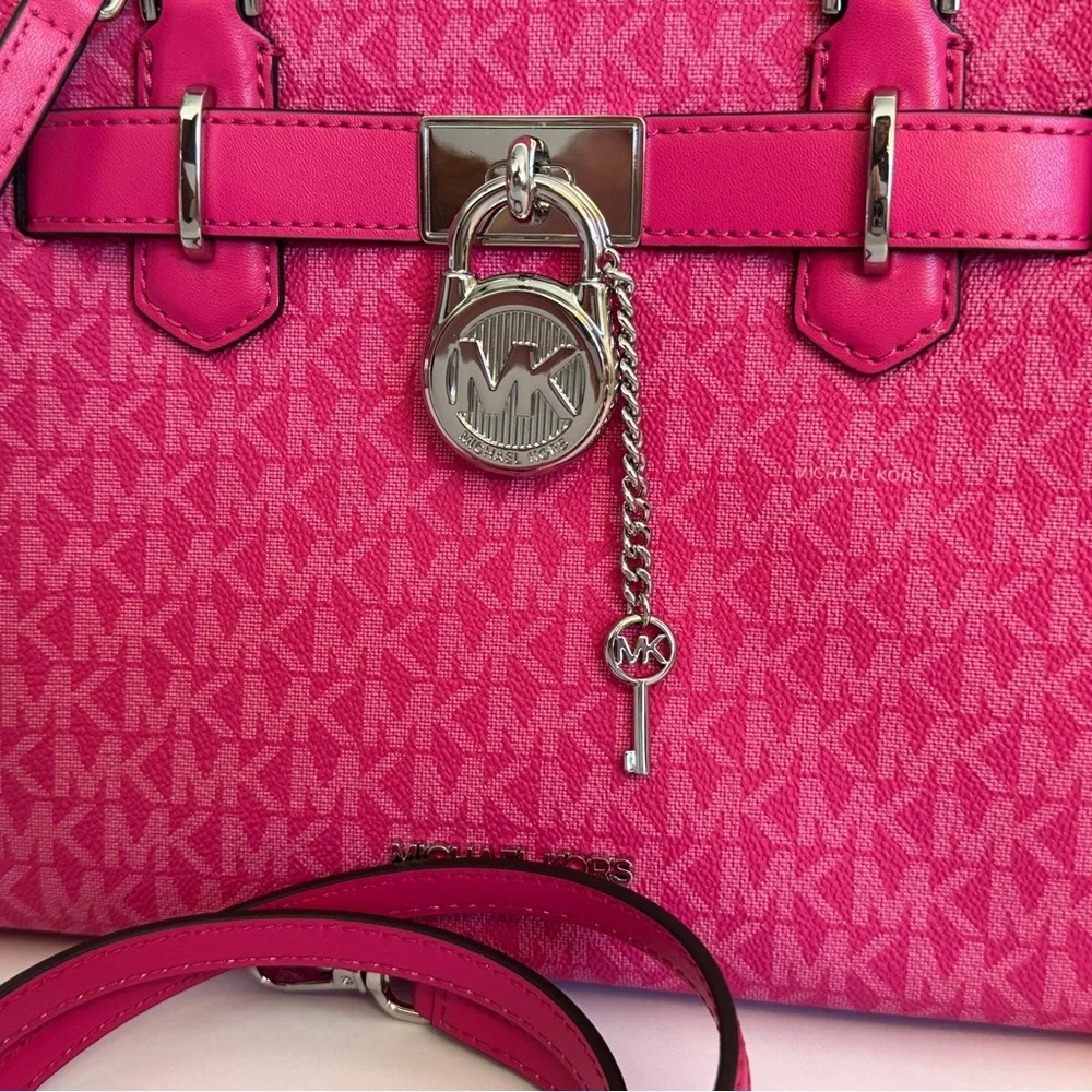 Michael Kors Dragonfruit Hamilton Small Signature Logo Satchel - Picture 3 of 12
